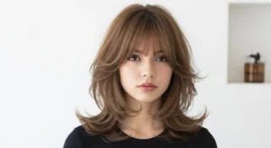 Medium wolf cut with feathered bangs and soft layers