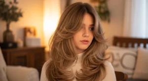 Long wolf cut without bangs with soft flowing layers