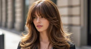 Long Layered Wolf Cut with Flowing Bangs