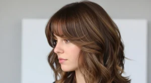 Wavy Wolf Cut with Curved Bangs