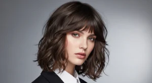 Short Wavy Wolf Cut with Curtain Bangs