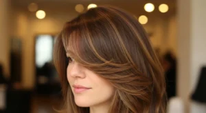 Soft wolf cut with side swept bangs and smooth finish