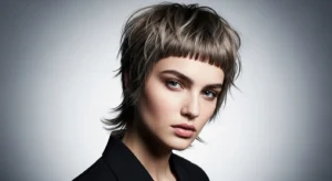 Textured wolf cut with micro bangs and edgy style