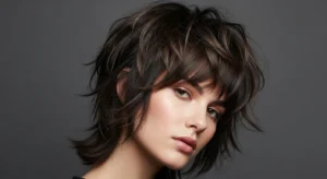 Choppy wolf cut without bangs with edgy textured layers