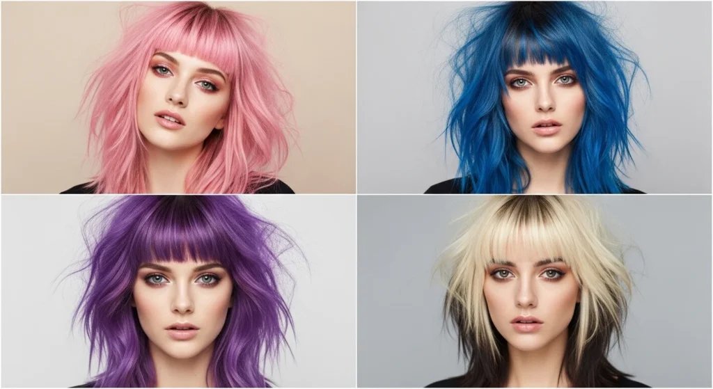 12 Wolf Cut with Colored Bangs That Add a Fun Pop of Color (2026)