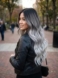 Ash silver ombre hairstyle