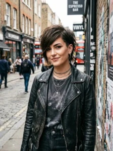 Asymmetrical bangs hairstyle