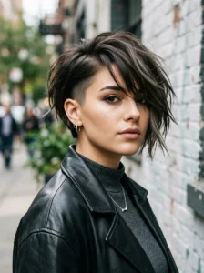 Asymmetrical crop hairstyle