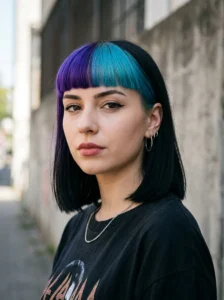 Split color bangs hairstyle