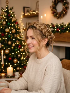 Braided crown Christmas hairstyle