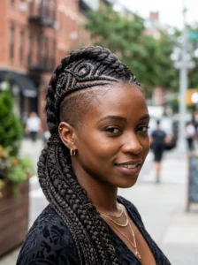 Side shaved braided hairstyle