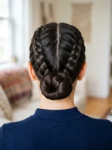 Double dutch braids bun hairstyle