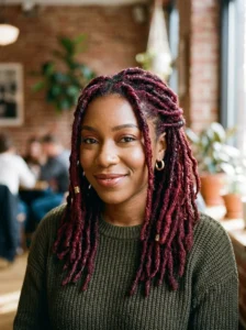 Burgundy locs hairstyle