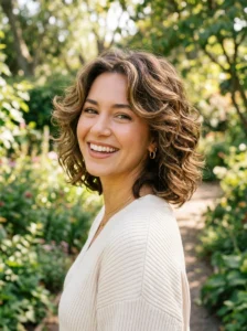 Soft curled butterfly cut hairstyle
