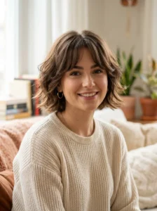 Butterfly cut with curtain bangs hairstyle
