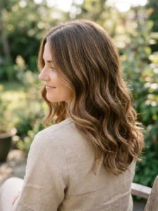Subtle caramel highlights hairstyle