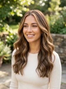 Caramel face framing highlights hairstyle