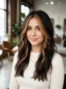 Caramel money piece hairstyle