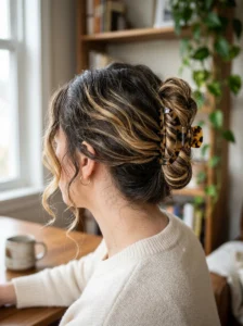 Dual color claw clip hairstyle