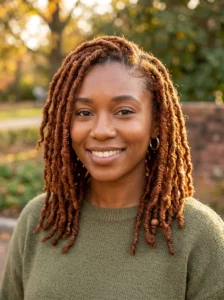 Copper dyed locs hairstyle