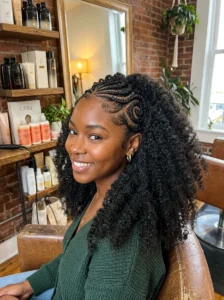 Half swirl cornrows hairstyle