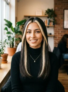 Blonde front streaks hairstyle