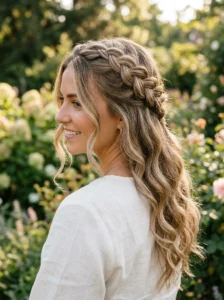 Dutch braid with waves hairstyle