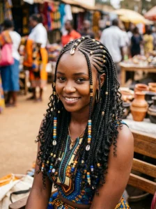 Fulani braids with side braids hairstyle