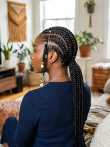 Low ponytail Fulani braids hairstyle