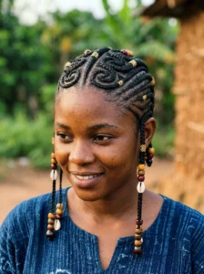 Mixed pattern Fulani braids hairstyle