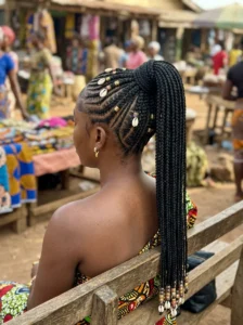 Fulani braids ponytail hairstyle