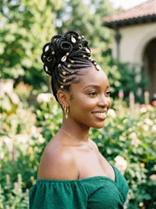 Fulani braids updo hairstyle