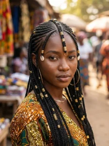 Fulani braids with accessories hairstyle