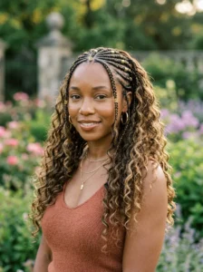 Fulani braids with curls hairstyle