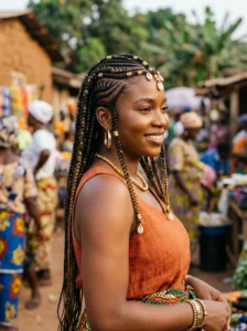 Fulani braids with highlights hairstyle