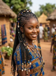 Half up Fulani braids hairstyle