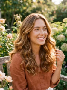Golden caramel highlights hairstyle