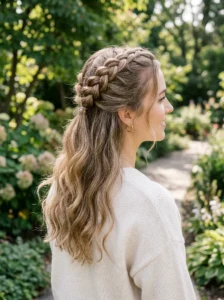Half up dutch braid hairstyle