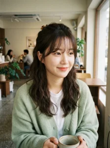Half up Korean hairstyle