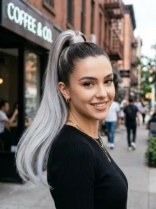 Dual color ponytail hairstyle