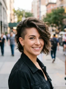 Side shaved layered hairstyle