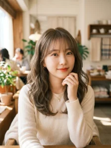 Air bangs with waves hairstyle
