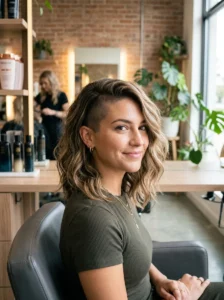 Side shaved lob hairstyle