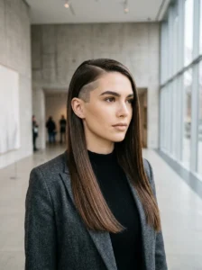 Side shaved straight hairstyle