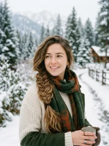 Loose fishtail braid Christmas hairstyle