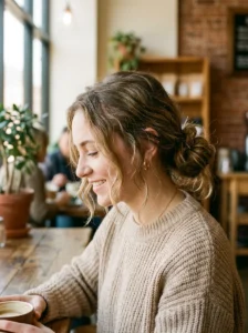 Low messy bun oval face hairstyle