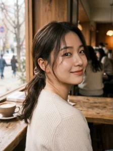 Low ponytail Korean hairstyle
