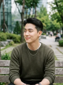 Slicked back Korean hairstyle men