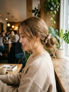 Loose bun Korean hairstyle