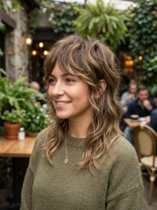 Highlighted soft mullet hairstyle